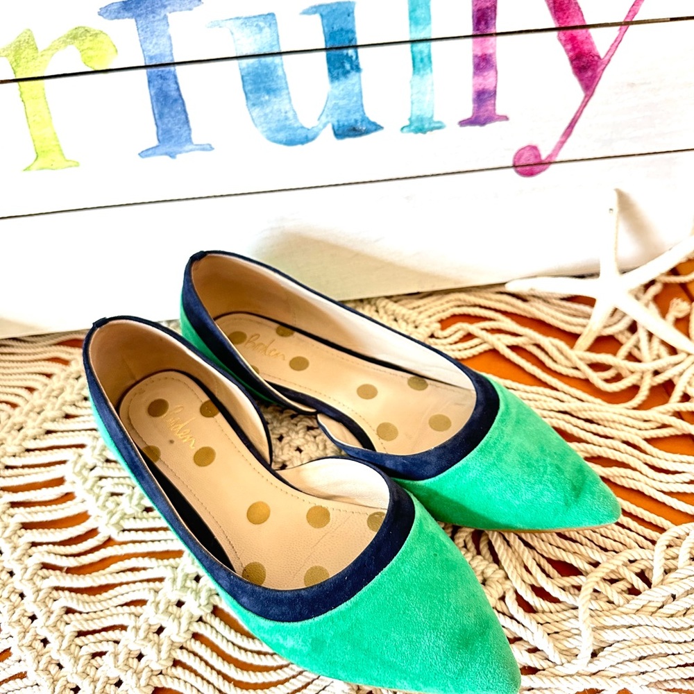 Boden Green and Blue Flats with Suede Finish - Picture 4 of 4